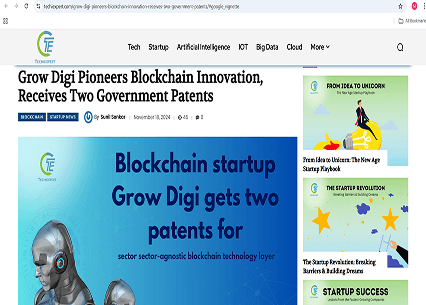 Grow Digi Pioneers Blockchain Innovation, Receives Two Government Patents